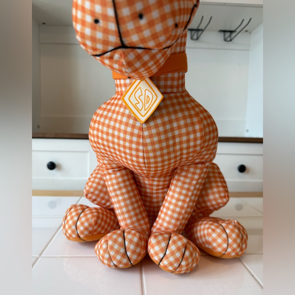 Vintage Scooby Doo Y2K Orange Gingham Plush Stuffed Animal Hanna-Barbera - Picture 2 of 12